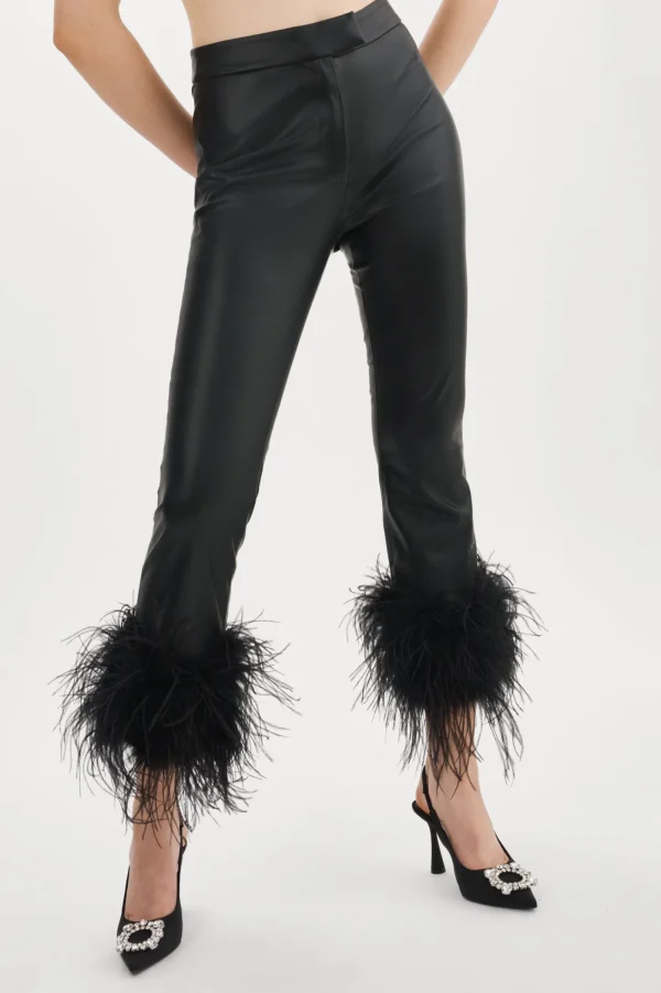 LAMARQUE Pants&Shorts | PAGETTA | Feather Trimmed Trousers Black
