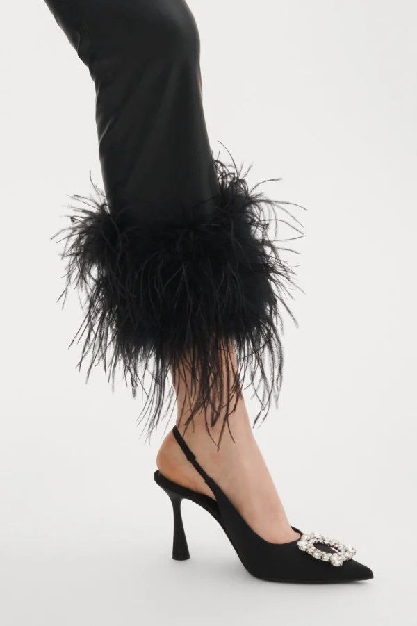 LAMARQUE Pants&Shorts | PAGETTA | Feather Trimmed Trousers Black