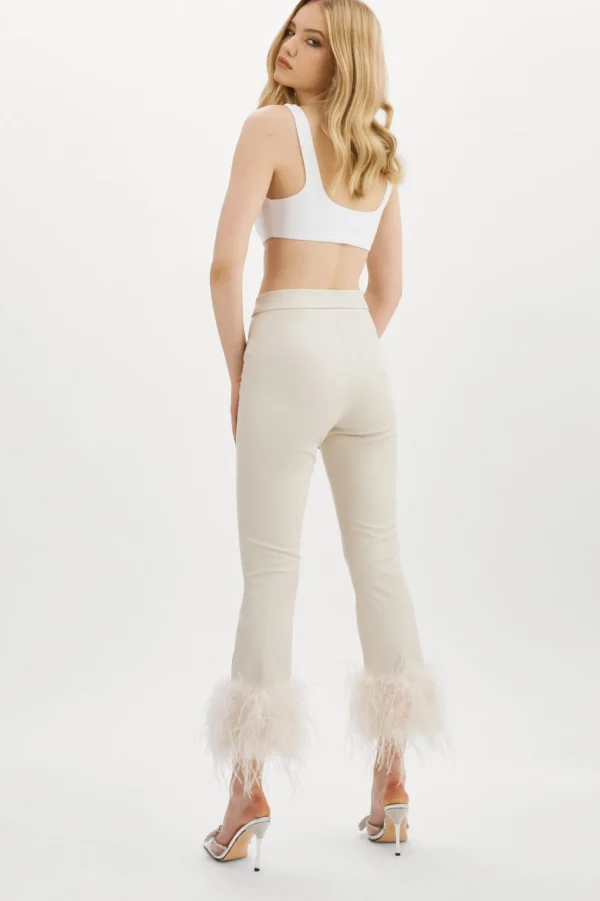 LAMARQUE Pants&Shorts | PAGETTA | Feather Trimmed Trousers Bone