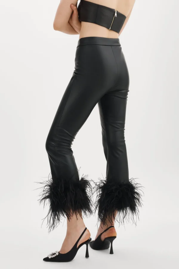 LAMARQUE Pants&Shorts | PAGETTA | Feather Trimmed Trousers Black