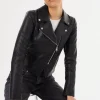 LAMARQUE Leather Jackets | PASCALE | Fitted Faux Leather Jacket Black