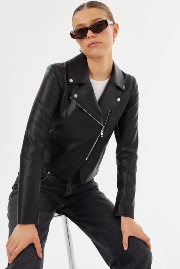 LAMARQUE Leather Jackets | PASCALE | Fitted Faux Leather Jacket Black