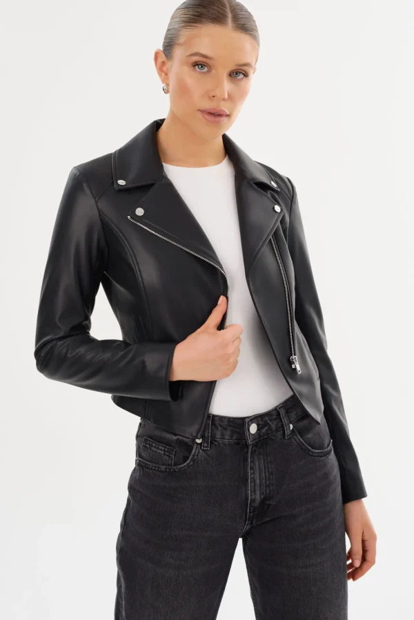 LAMARQUE Leather Jackets | PASCALE | Fitted Faux Leather Jacket Black