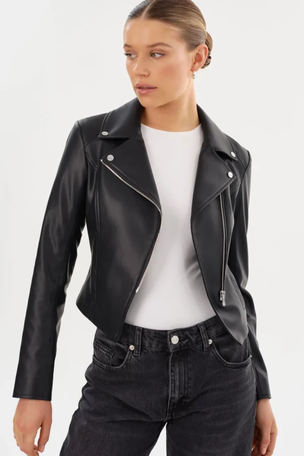 LAMARQUE Leather Jackets | PASCALE | Fitted Faux Leather Jacket Black