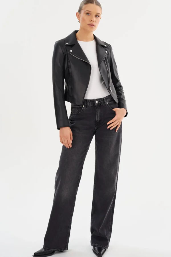 LAMARQUE Leather Jackets | PASCALE | Fitted Faux Leather Jacket Black