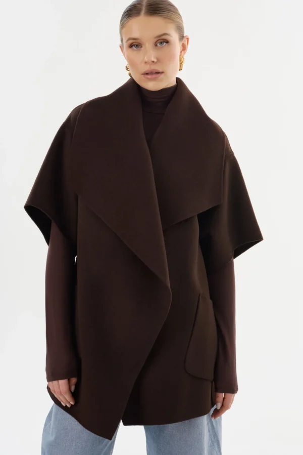 LAMARQUE Coats&Jackets | PENELOPE | Double Face Wool Coat Dark Brown