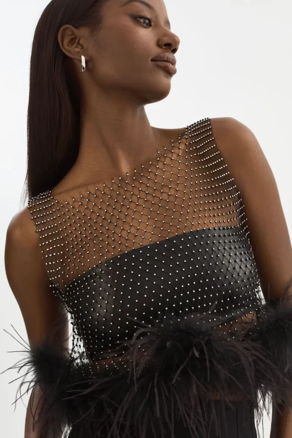 LAMARQUE Tops | PIA | Rhinestone Top Black