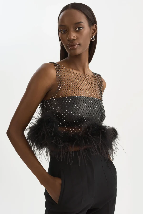LAMARQUE Tops | PIA | Rhinestone Top Black