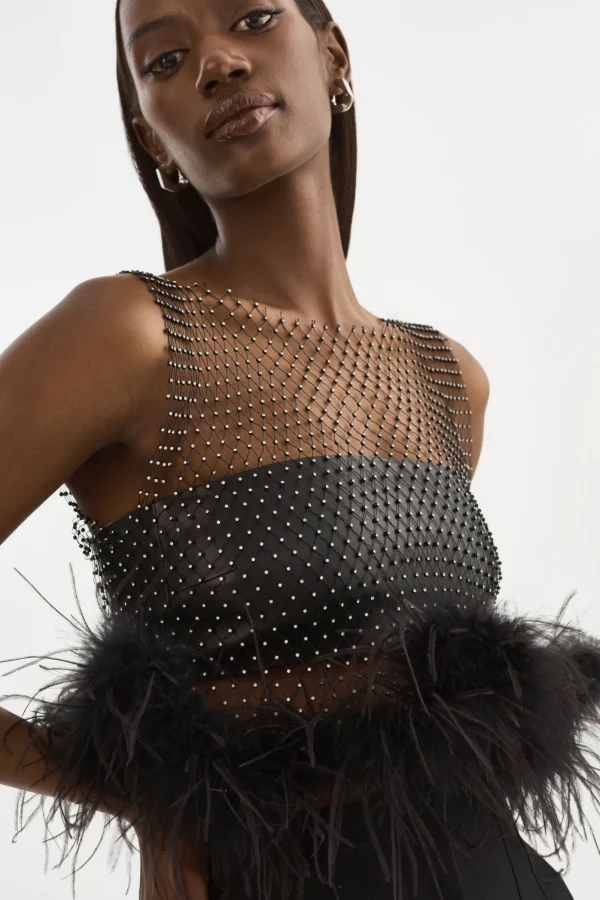 LAMARQUE Tops | PIA | Rhinestone Top Black