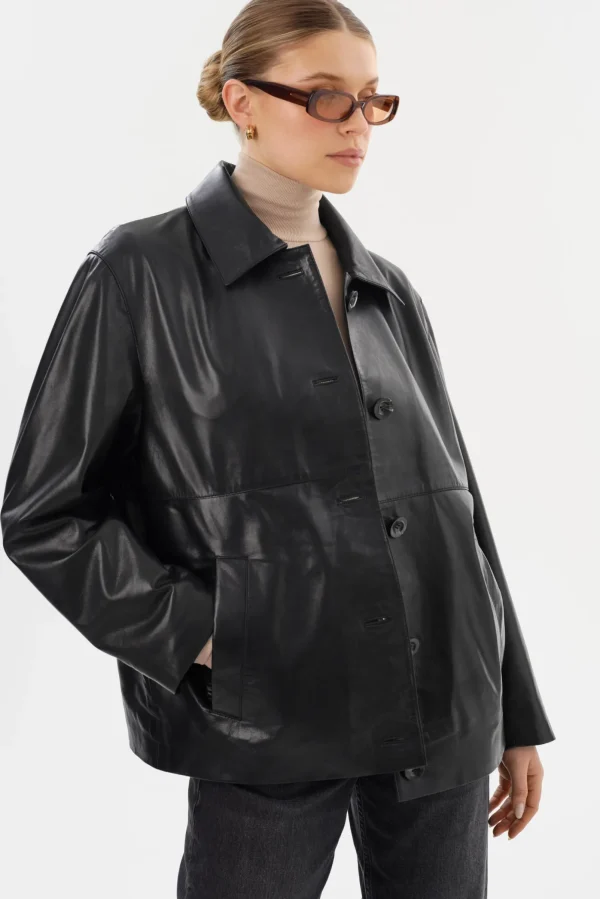 LAMARQUE Leather Jackets | PRESLEY | Leather Shacket Black