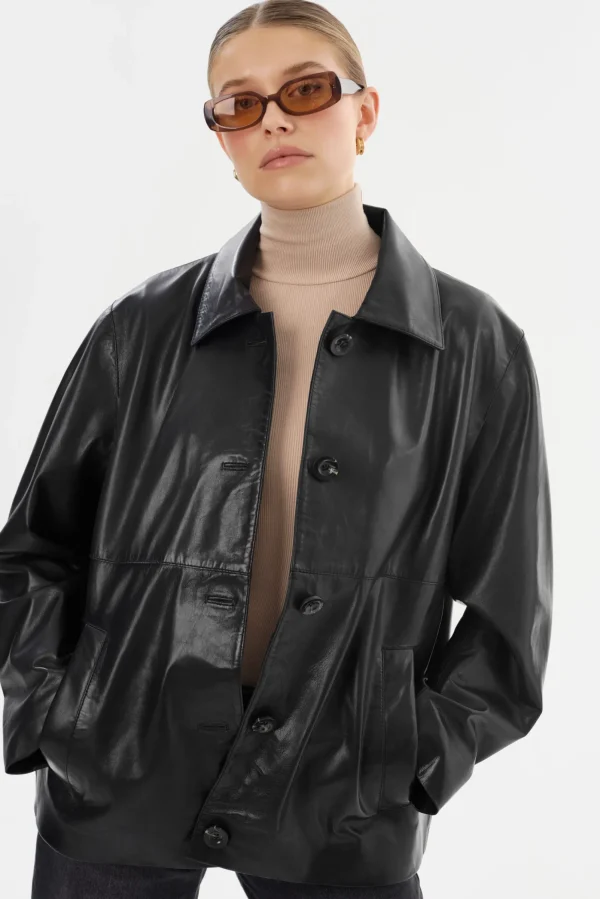 LAMARQUE Leather Jackets | PRESLEY | Leather Shacket Black