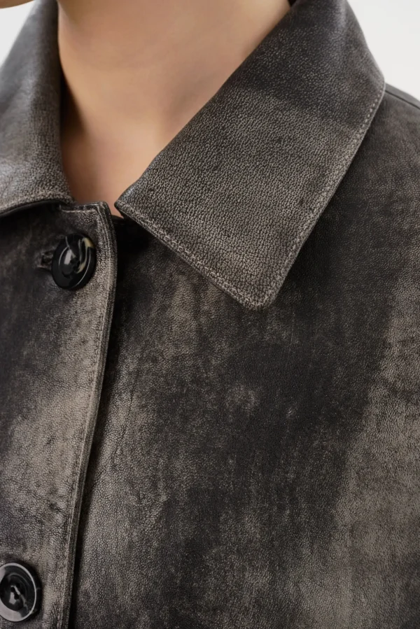 LAMARQUE Leather Jackets | PRESLEY | Leather Shacket Fossil Grey