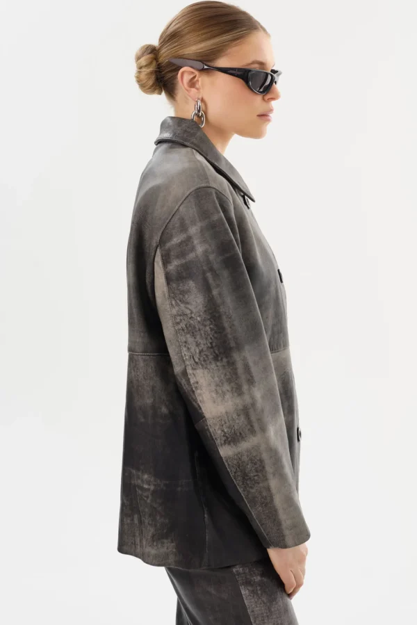 LAMARQUE Leather Jackets | PRESLEY | Leather Shacket Fossil Grey