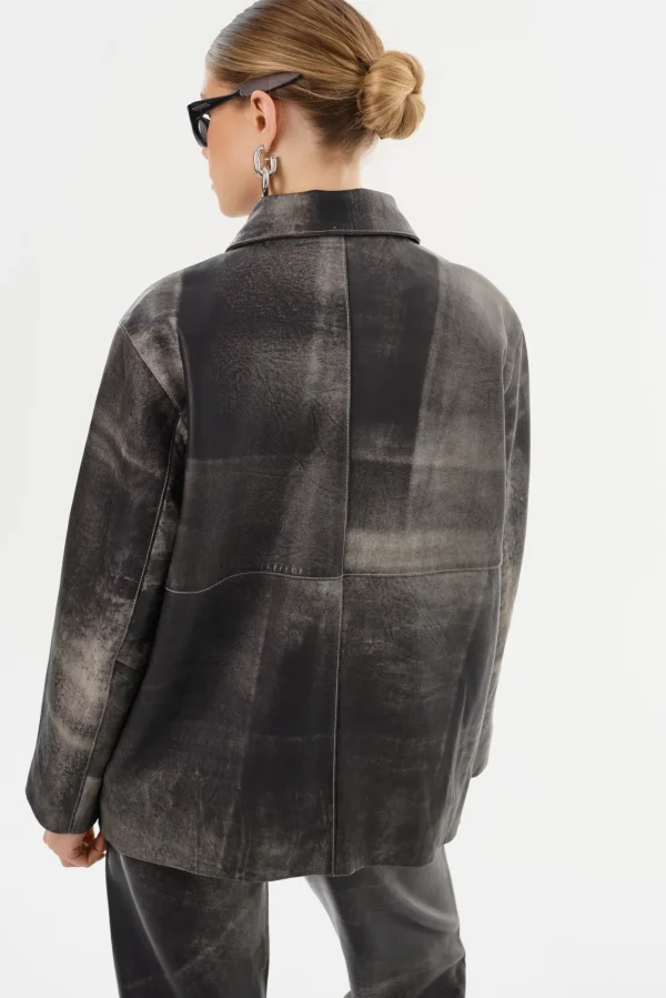 LAMARQUE Leather Jackets | PRESLEY | Leather Shacket Fossil Grey
