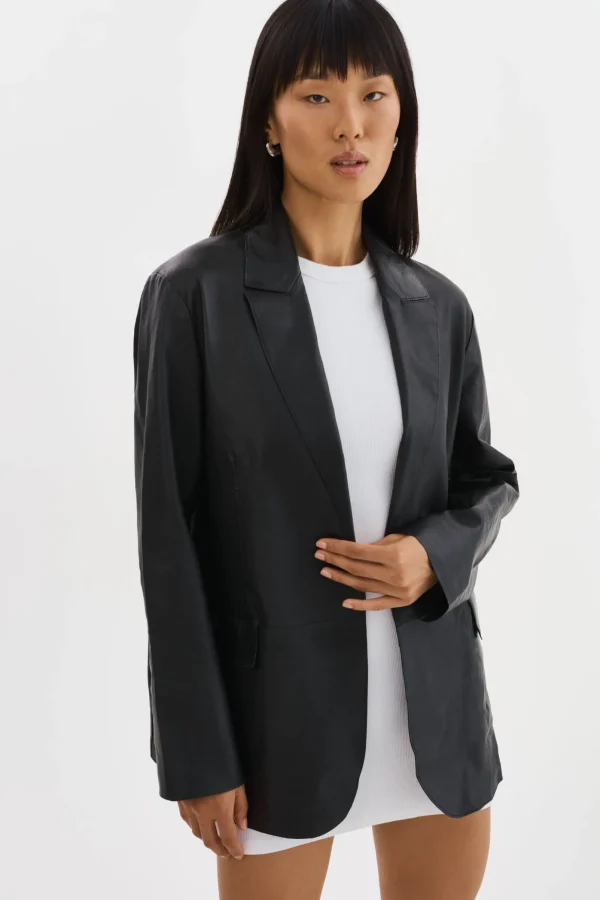 LAMARQUE Leather Jackets | QUIRINA | Leather Blazer Black