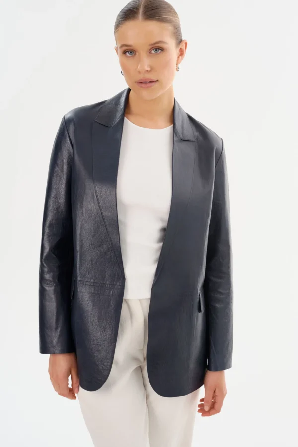 LAMARQUE Leather Jackets | QUIRINA | Leather Blazer Navy