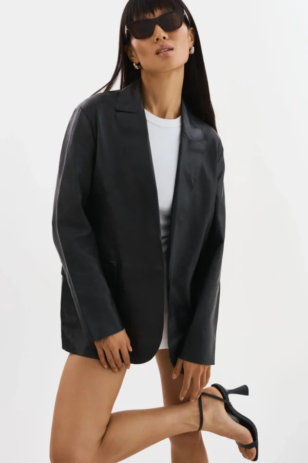 LAMARQUE Leather Jackets | QUIRINA | Leather Blazer Black