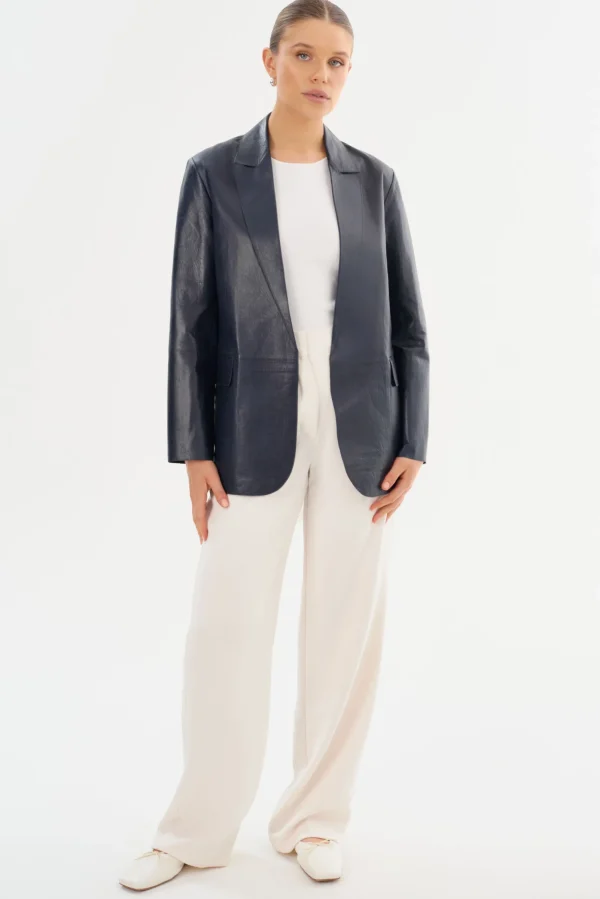 LAMARQUE Leather Jackets | QUIRINA | Leather Blazer Navy