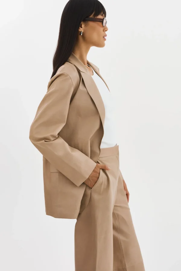 LAMARQUE Leather Jackets | QUIRINA | Leather Blazer Beige