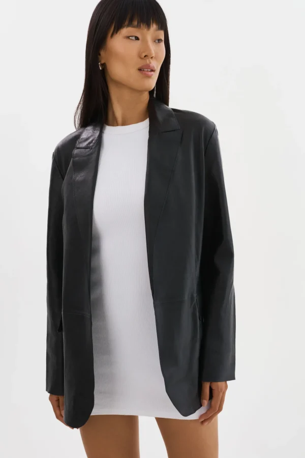 LAMARQUE Leather Jackets | QUIRINA | Leather Blazer Black