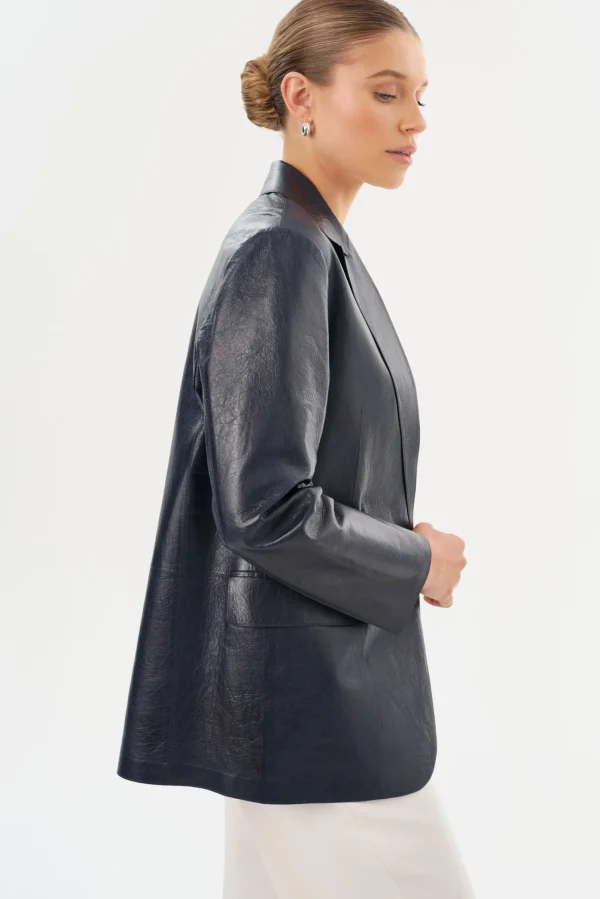 LAMARQUE Leather Jackets | QUIRINA | Leather Blazer Navy