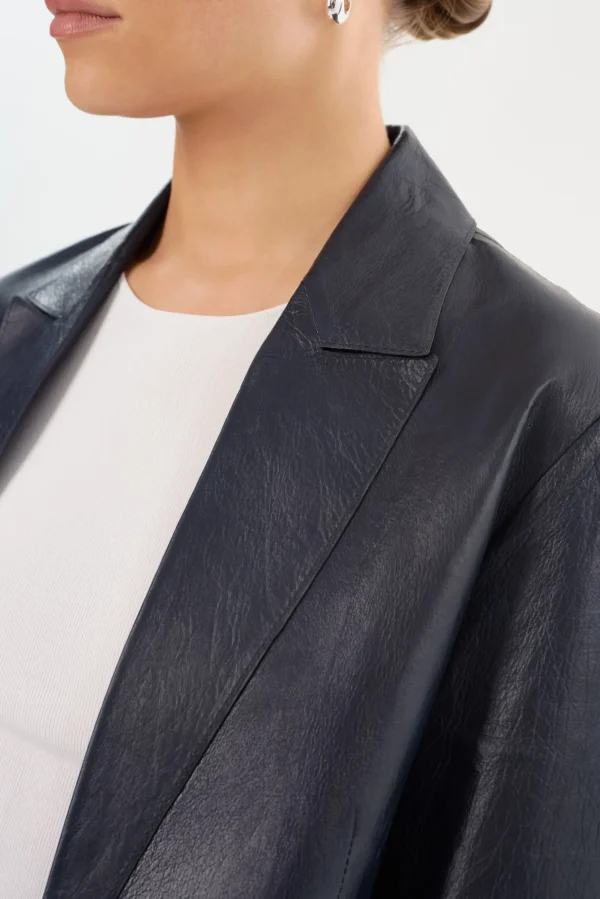 LAMARQUE Leather Jackets | QUIRINA | Leather Blazer Navy