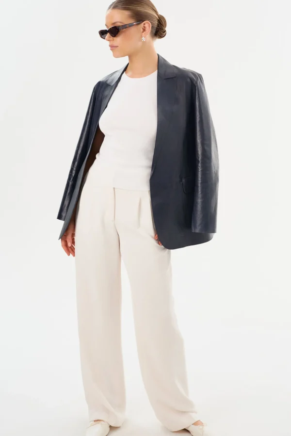 LAMARQUE Leather Jackets | QUIRINA | Leather Blazer Navy