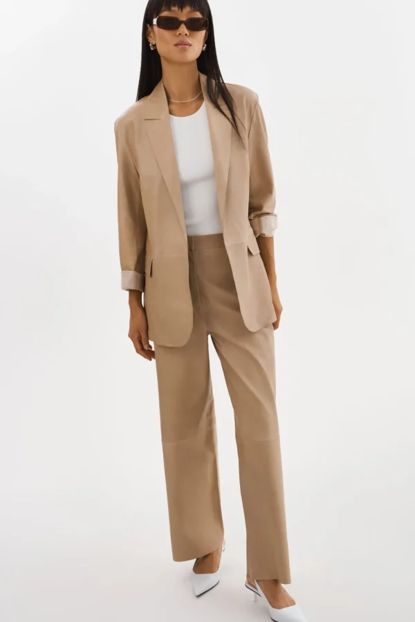 LAMARQUE Leather Jackets | QUIRINA | Leather Blazer Beige