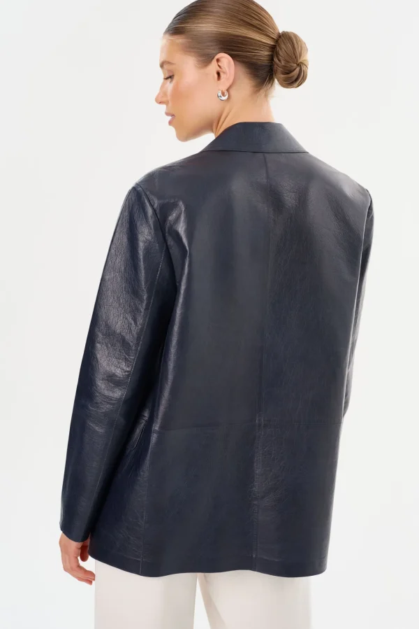 LAMARQUE Leather Jackets | QUIRINA | Leather Blazer Navy