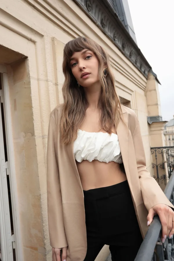 LAMARQUE Leather Jackets | QUIRINA | Leather Blazer Beige