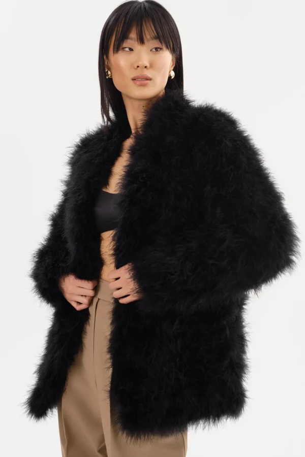 LAMARQUE Leather Jackets | RABEA | Feather Coat Black