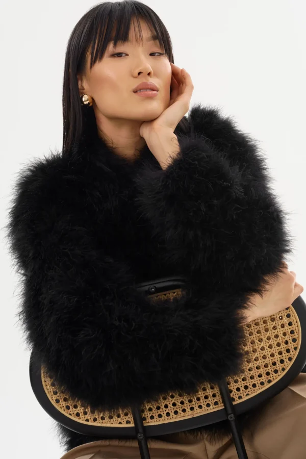 LAMARQUE Leather Jackets | RABEA | Feather Coat Black