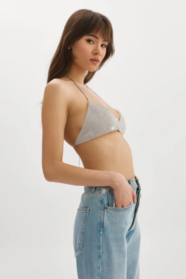 LAMARQUE Tops | RAEKA | Rhinestone Bralette Silver