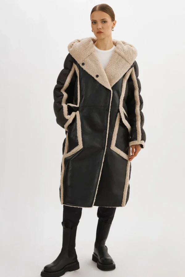 LAMARQUE Coats&Jackets | REXANA | Mixed Media Puffer Coat Black/Ecru
