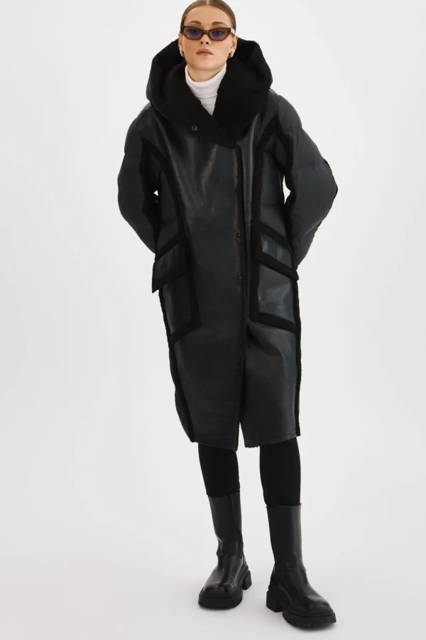 LAMARQUE Coats&Jackets | REXANA | Mixed Media Puffer Coat Black / Black