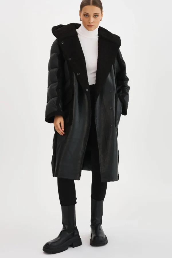 LAMARQUE Coats&Jackets | REXANA | Mixed Media Puffer Coat Black / Black
