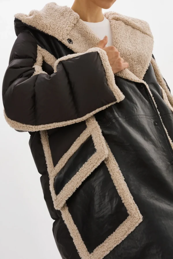 LAMARQUE Coats&Jackets | REXANA | Mixed Media Puffer Coat Black/Ecru
