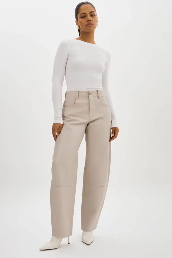 LAMARQUE Pants&Shorts | RIDA | Horseshoe Leather Pants Oat