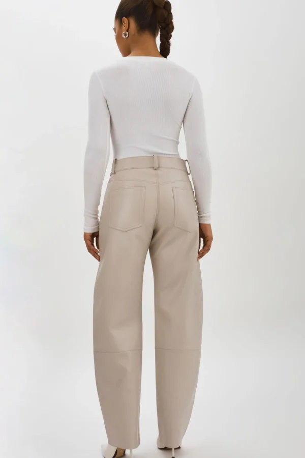 LAMARQUE Pants&Shorts | RIDA | Horseshoe Leather Pants Oat