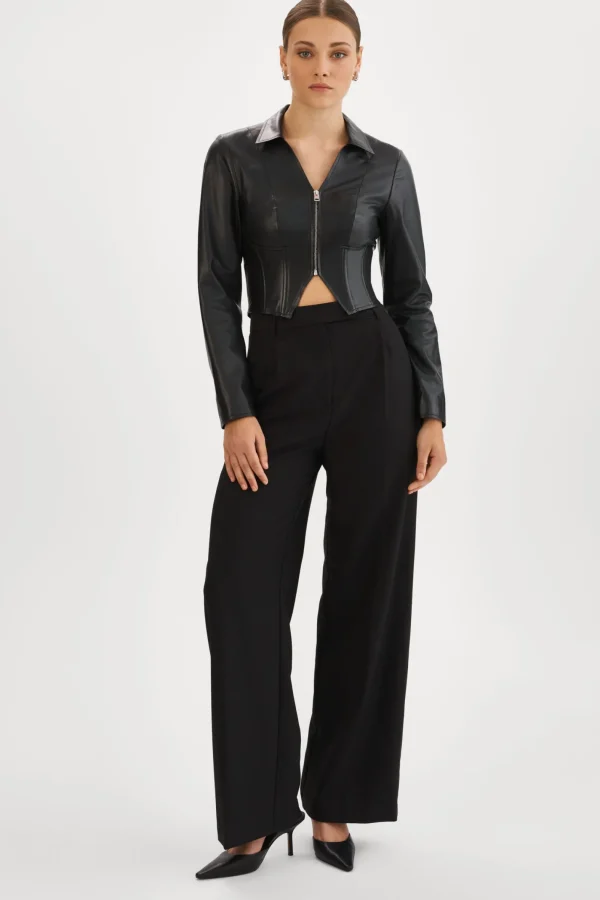 LAMARQUE Tops | Leather Jackets | ROMI | Leather Corset Jacket Black