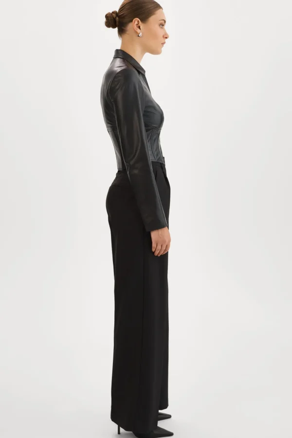 LAMARQUE Tops | Leather Jackets | ROMI | Leather Corset Jacket Black
