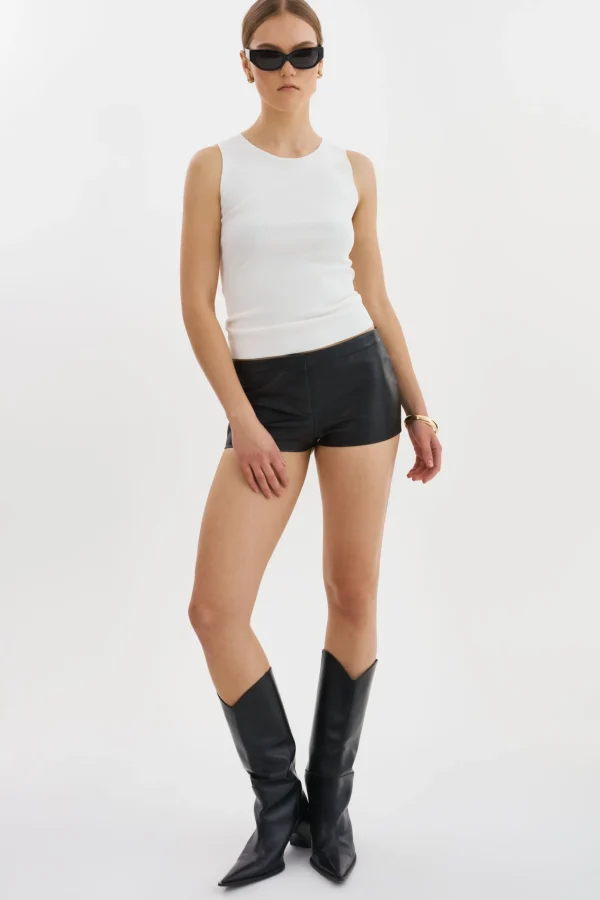 LAMARQUE Pants&Shorts | RUKIYA | Leather Low-Rise Hot Short Black
