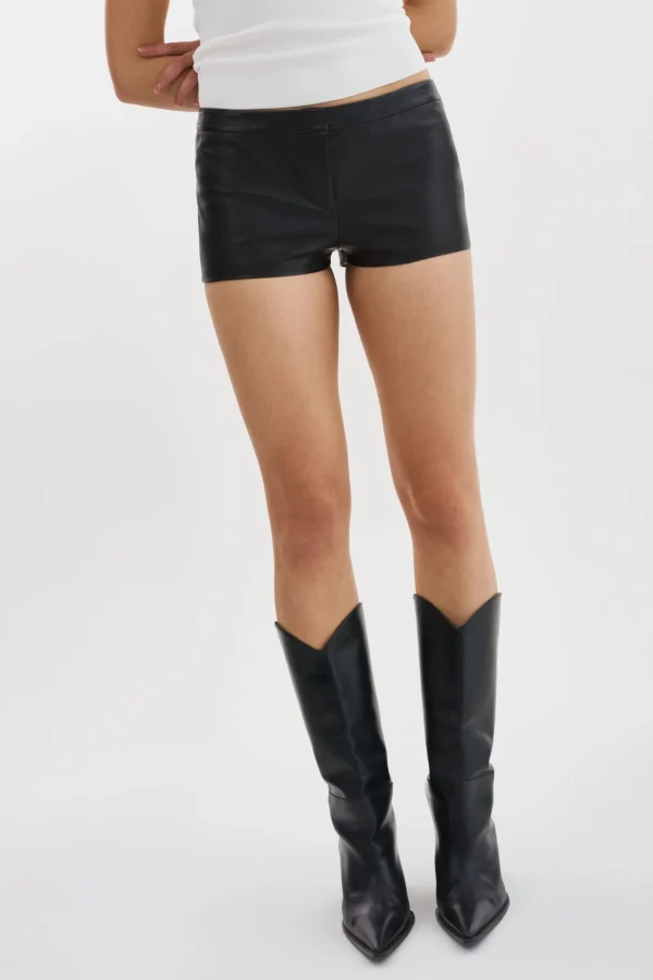 LAMARQUE Pants&Shorts | RUKIYA | Leather Low-Rise Hot Short Black
