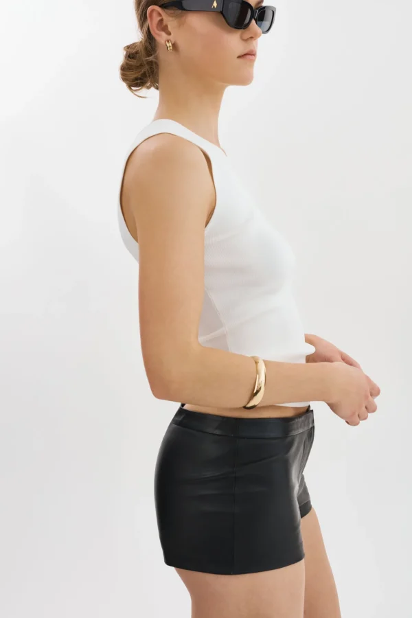 LAMARQUE Pants&Shorts | RUKIYA | Leather Low-Rise Hot Short Black