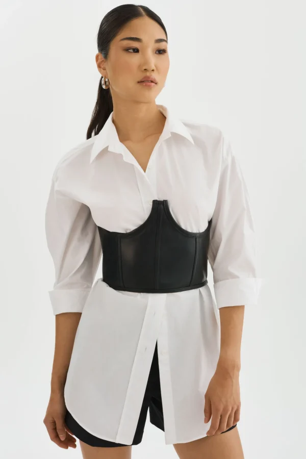 LAMARQUE Tops | SABY | Leather Under-bust Corset Black