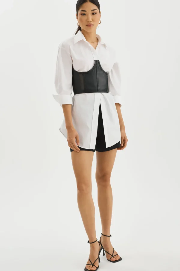 LAMARQUE Tops | SABY | Leather Under-bust Corset Black