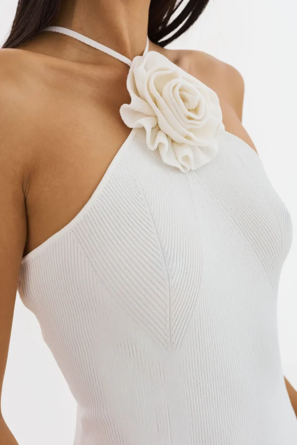 LAMARQUE Dresses | SAVINA | Rib Knit Halter Dress White