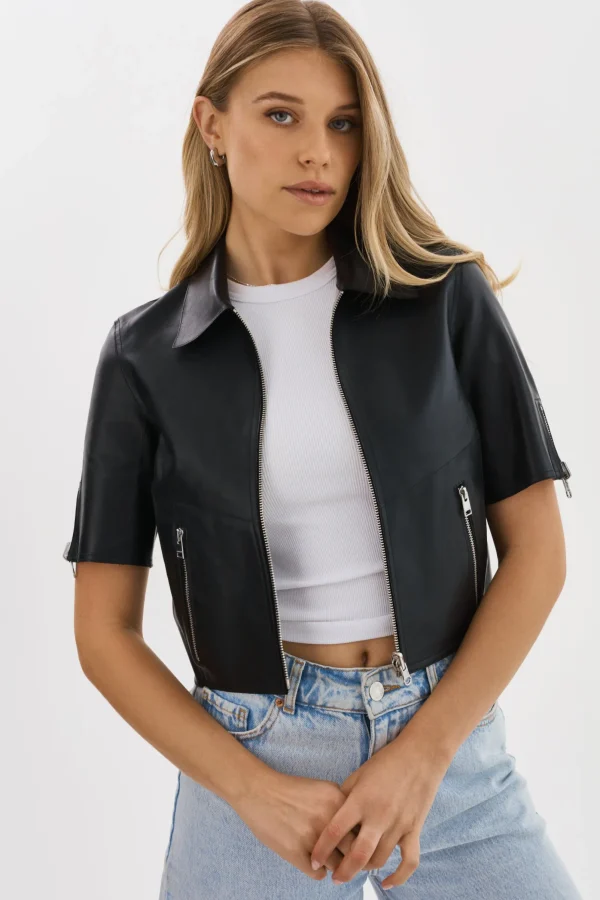 LAMARQUE Leather Jackets | SEVANA | Reversible Leather Jacket Black/Silver