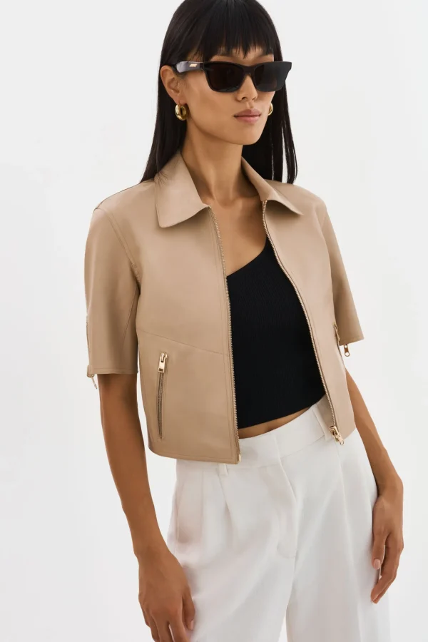 LAMARQUE Leather Jackets | SEVANA | Reversible Leather Jacket Wheat/Gold