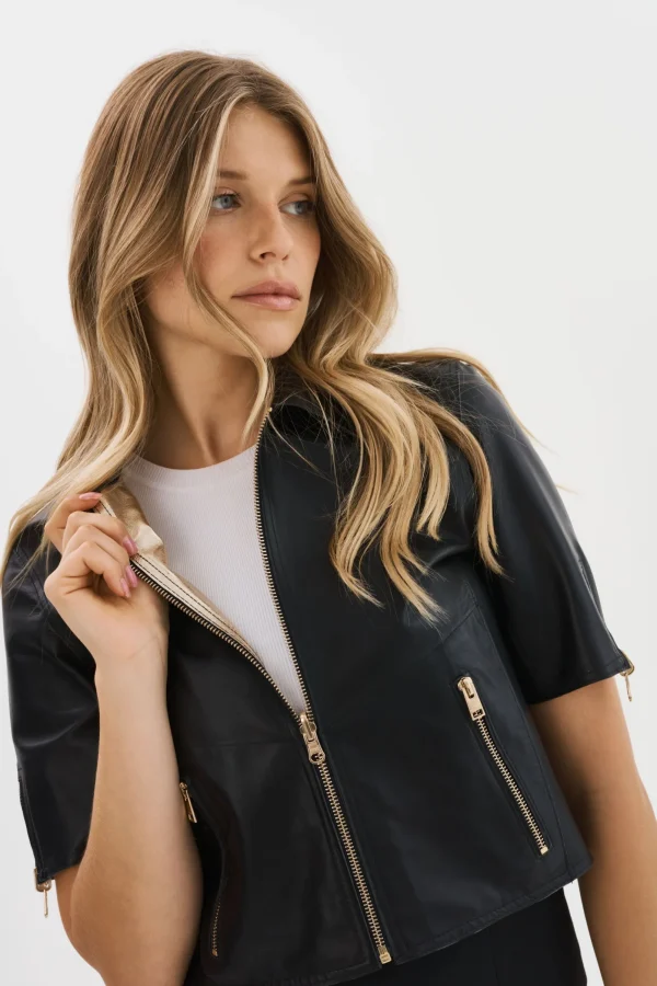 LAMARQUE Leather Jackets | SEVANA | Reversible Leather Jacket Black/Gold